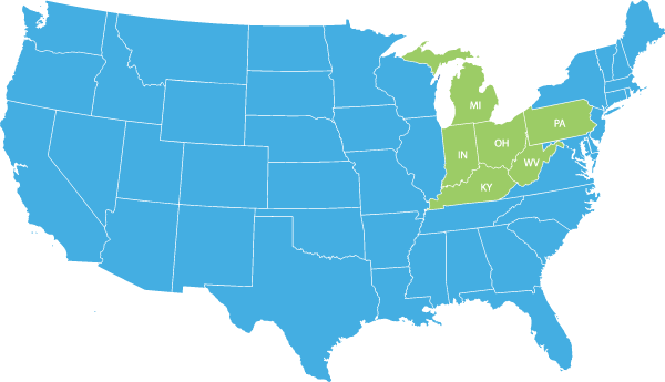 Ecosense Sterilization and Decontamination Service Areas - Ohio, Michigan, Pennsylvania, West Virginia, Kentucky, Indiana